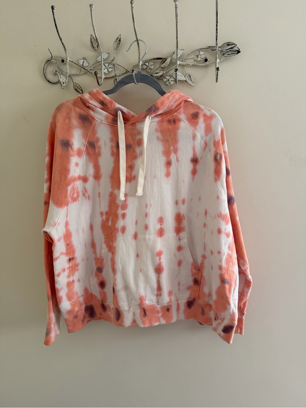 Old Navy White and Orange Tie-Dye Hoodie